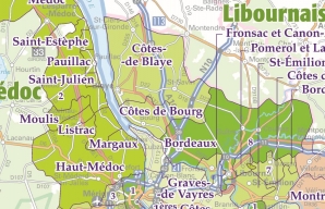 Carte des vignobles de Bordeaux ©IGN
